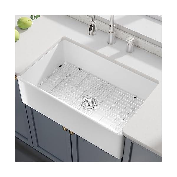 Farmhouse Sink - Lordear 36 Inch White Farmhouse Kitchen Sink Fireclay Ceramic Porcelain Single Bowl Farmer Sinks 36" Apron Front Farm House Barn Sink Farmhouse Sink - Lordear 36 Inch White Farmhouse Kitchen Sink Fireclay Ceramic Porcelain Single Bowl Farmer Sinks 36" Apron Front Farm House Barn Sink