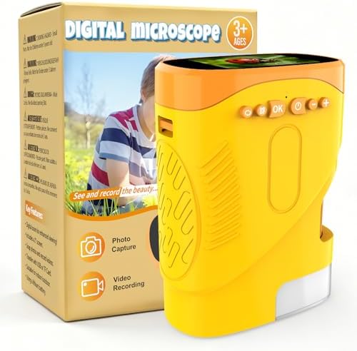 Nauotk Digitales Mikroskop,1000X Tragbares Taschenmikroskop für Kinder | Tragbares Taschenmikroskop Spielzeugmikroskop für Kinder mit HD-Bildschirm für den Garten, den Wald und Exp