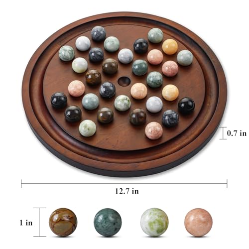 Juego de Solitario con tablero de madera sólida 12.7 pulgadas miniatura 2