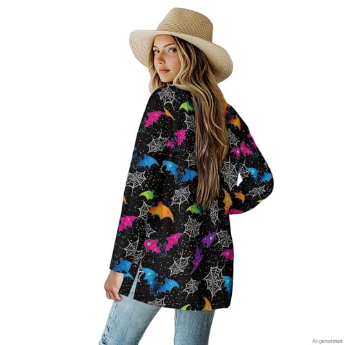 Image of Forchrinse Red Ladybug Cardigan for Women Causal Long Sleeve Open Front Cardigans Sweater Fashion 2024 Fall Coat with Pockets