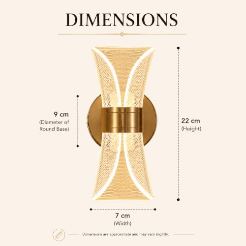 Image of Modern LED Mesh Design Wall Sconce Light, 12W, 3 Color Modes,Gold Finish, 23cm Acrylic Modern Wall Light (Pack of 2)