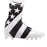 TD Spats mens Cleat Covers Premium Wraps For Football, Soccer, Field Hockey, Turf, Black/White American Flag, Large