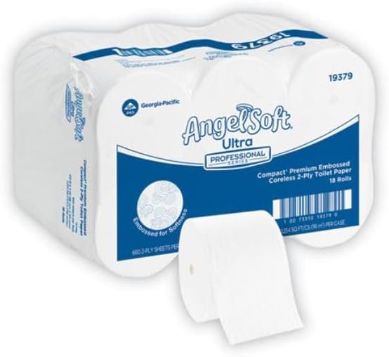 Georgia-Pacific GPC19379 Angel Soft PS Compact Coreless Premium Bathroom Tissue - 2-Ply White - Pack of 18