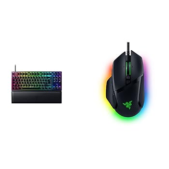 Razer Huntsman V2 Tenkeyless (Red Switch) Optical Keyboard + Basilisk V3 Wired Gaming Mouse Black