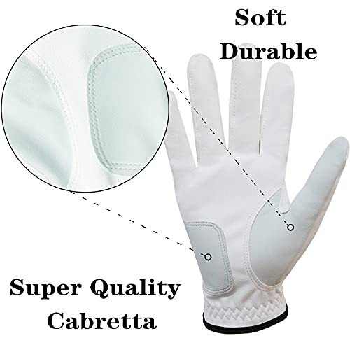 Amy Sport, Golf Gloves Men Left Hand 3 Pack Right Hand Leather All Weather Grip Soft Breathable Flexible For Golfers Size Small Medium Ml Large Xl (White3 Pack, Xlarge, Right), Xlarge #TOP7