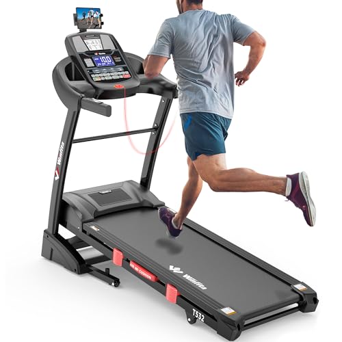 Winfita Foldable Treadmill with 15% Auto Incline, 10 MPH, 300 LB Capacity, Bluetooth & APP, Pause Function, USB Charging, Tablet Holder, 68 Programs Running Machine for Home