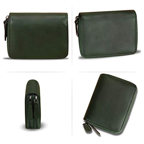 Genuine Leather Small Purse Wallet For Women Rfid-Blocking Handmade Clutch Wallets Money Clip Card Organizer Coin Pouch (Green) #TOP2
