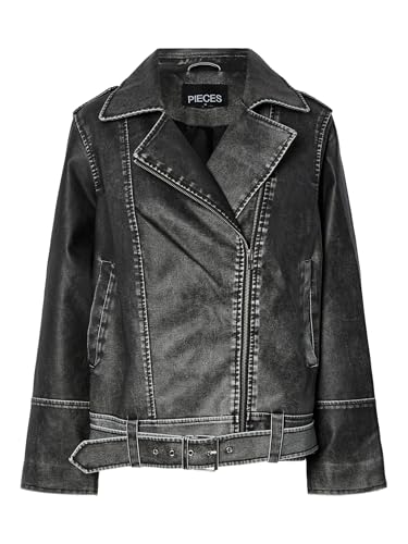 Veste de motard en polyuréthane PIECES Pcjosie pour femme au style perfecto noir
