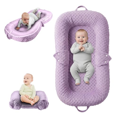 Image of Baby Lounger Pillow : 2-in-1 Infant Lounger for Newborn 0-48 Months, Portable Tummy Time Mat for Home and Travel, Breathable & Soft Baby Seat for Baby, Babies Essentials Gifts