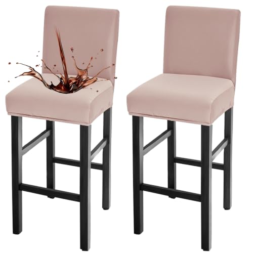 Image of FUANGUI Bar Stool Covers Set of 2, Waterproof Stretch Bar Stool Seat Covers | Washable Removable Bar Chair Covers with Backs Slipcovers, Bar Chair Covers Square for Kitchen Dining Room Cafe