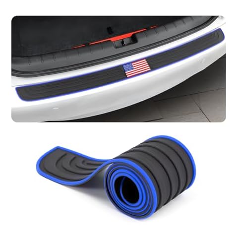 Moly Magnolia Car Rear Bumper Protector Guard, American Flag Anti-Scratch Rubber Trunk Door Sill Trim Cover, Vehicle Door Entry Protection Strip, Auto Accessories (Blue Edge/Red Flag, 40.94"×3.54") Cover