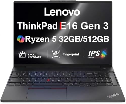 Lenovo ThinkPad E16 Gen 3 AI �r�W�l�X �m�[�g�p�\�R�� 16�C���` IPS FHD+ �f�B�X�v���C (AMD Ryzen 5 230 (> Ryzen 5 7535U)�A32GB DDR5�A512GB SSD�A�w��A�o�b�N���C�g