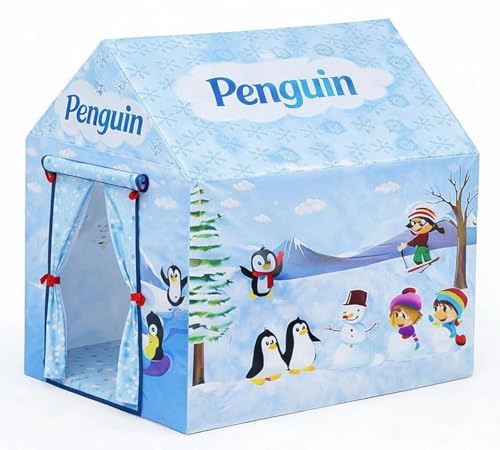 Image of Colorfull and Light Weight Children Play Tent House for 3-10 Years Old Kids Girls and Boys Light Weight and Foldable Children Toys, Indoor and Outdoor Kid Tent House (Doll) (Penguin)
