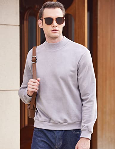 Coofandy Men's Fleece Turtleneck Sweatshirt Midweight Long-Sleeve Pullover Long Sleeve Tee Grey #TOP2