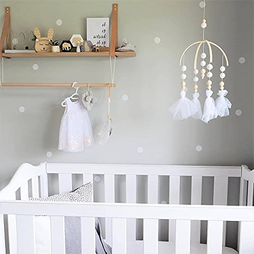 Image of Crib Mobile for Girls,Baby Crib Mobile Felt,Wooden Nursery Mobile,Handmade Felt Ball Mobile,Crib Ornaments Handmade Mobile,Ceiling Mobile Boho Mobile Hanging Newborn Shower Gift（Pure Angel）