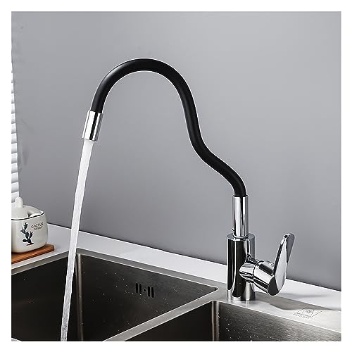 Robinet de cuisine noir réglable pour simplifier la vaisselle