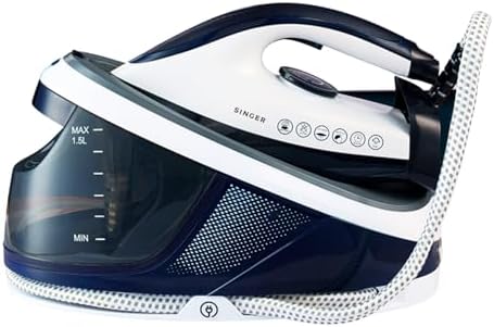 SINGER STEAMINATOR 8 Bar 2600 W Steam Generator Iron | 100 g/min Continuous Steam | 1.5L Water Tank | Ceramic Soleplate | Vertical Steam | Auto Shut-Off | Heavy Duty | ISI Certified | 2 Years Warranty