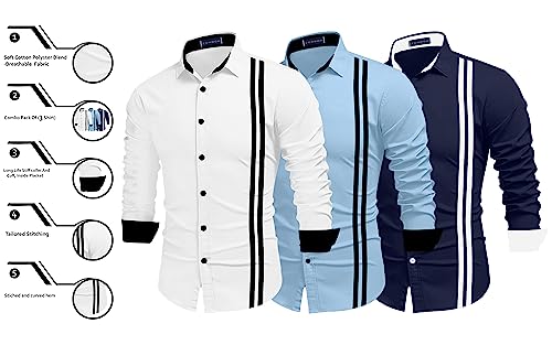 Image of Zombom Men's Striped Regular Fit Shirt