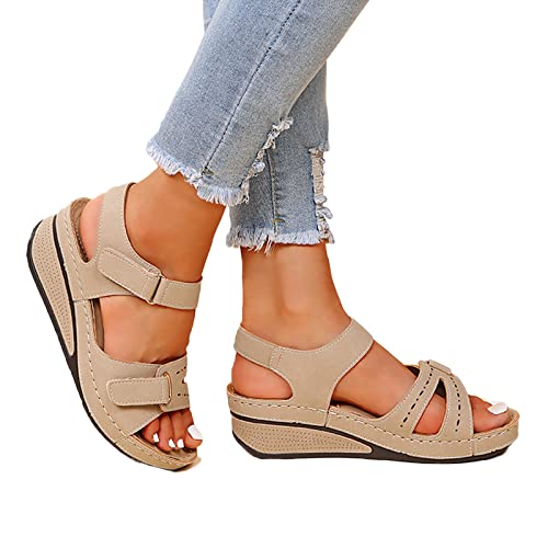 Bastwahl Sandale Orthopedique Femme Ete Confortable Sandales de Marche Chaussures AntidéRapantes Respirantes Et Nu-Pieds BohêMe Bout Ouvert avec Talon...