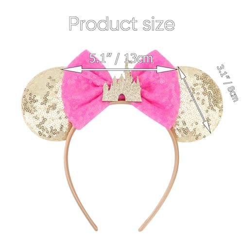 Image of DRESHOW Mouse Ears Bow Headbands Minnie Ears Headband Glitter Party Decoration Cosplay Costume for Women