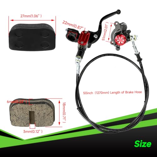 Image of Upgraded Mini Bike Hydraulic Disc Brake Kit Compatible with Baja DB30 Doodle Bug Blitz Dirt Bug Racer Minibike Predator 79cc 97cc 212cc 2.8hp Engine with Brake Caliper Pad Part Black