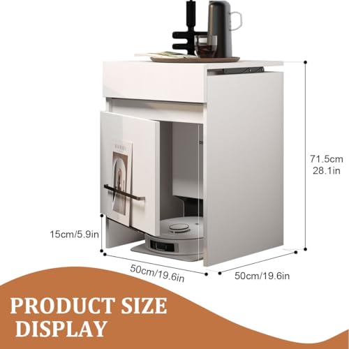 Robotstofzuiger kast hout met lade en hydraulisch deksel – verborgen opbergruimte voor accessoires – compact design - Afbeelding 3