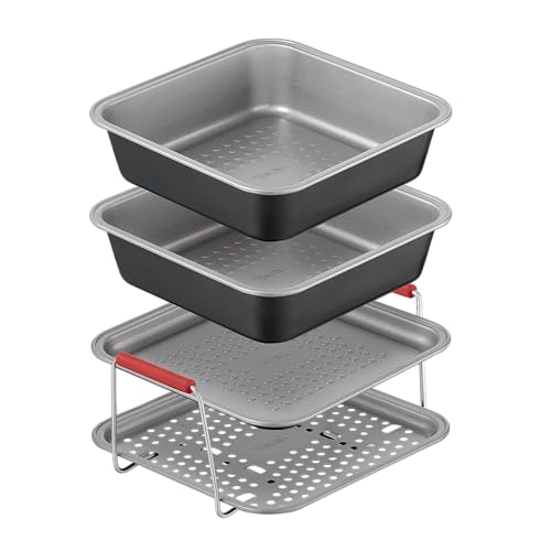 Tefal Air Fryer Accessory Set 4 Piece Carbon Steel Non-Stick Dishwasher Safe Designed for 4.6L Drawers J701S444 - Black