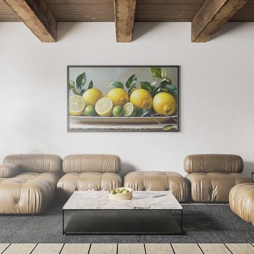 Affiche de feuilles de citrons pour salon moderne chic