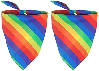 2 Pcs Rainbow Pride Dog Bandanas Cotton Multi-Purpose Handkerchiefs Collar Party Supply Pet Bandanas (Rainbow)