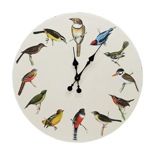 Horloge murale en bois forme oiseau de 12 pouces silencieuse pour decoration maison style ferme
