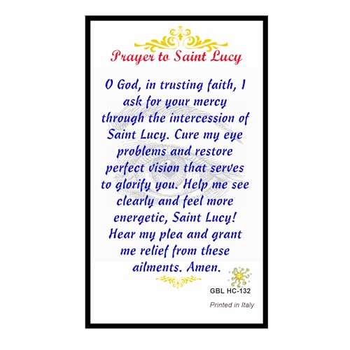 Gifts by Lulee, LLC Saint Lucy Santa Lucia Patron of Those With eye Ailments the blind Prayer Card and a Medal -