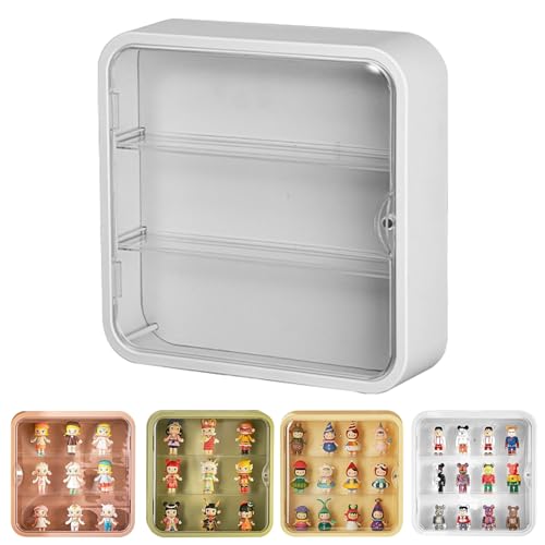 コレクションケース 壁掛け フィギュアケース 収納ケース・ボックス ディスプレイケース 展示ボックス 卓上 防塵 3段 9cm以内のフィギュア収納可能 ディスプレイケース 模型 人形ケース (ホワイト)