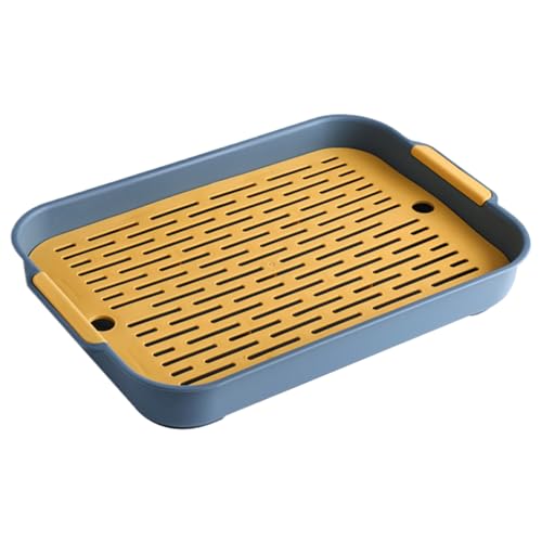 Cat Litter Tray, Cat Litter Box Dual Layer Rectangular Splash-Proof PP Tray with Handle for Home, for Rabbit, Guinea Pig and More