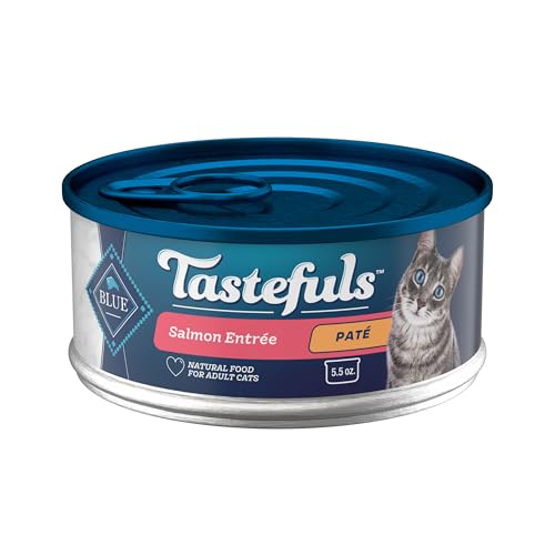 Image of Blue Buffalo Tastefuls Wet Cat Food Pate, Made with Natural Ingredients, Salmon Entree, 5.5-oz Cans (24 Count)