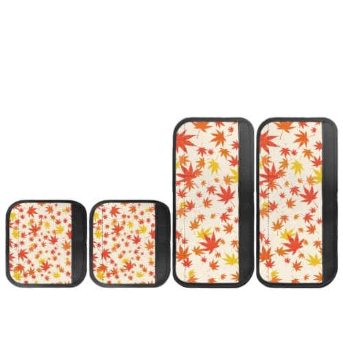 Image of Dreaweet Red‑Yellow Maple Leaf Print Refrigerator Door Handle Covers Set of 4