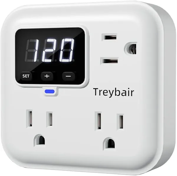 Surge Protector 3-Outlet Power Strip w/Advanced Voltage Protection, 80V-140V Power Surge Protectors for Refrigerator, TV, Computer | LED Display Voltage Monitoring Fireproof UL94V-1