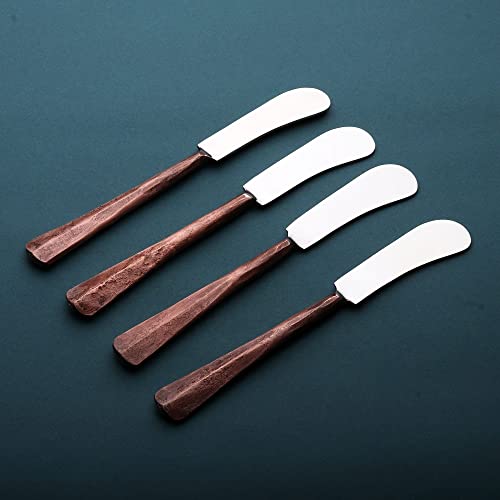 Ridge Design Copper Antique Butter Knife 4 Pcs. Set Bronze