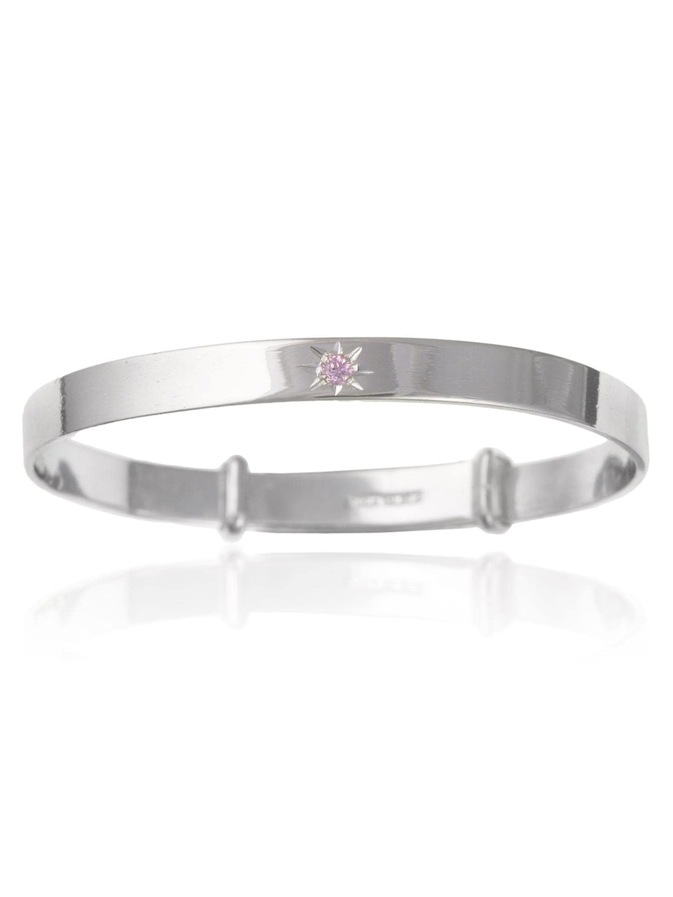 HSFJGSF Set di Cristalli Rosa/zirconi cubici (CZ) Bracciale Rigido espandibile/espandibile/Regolabile per Neonati/Bambini - Argento Sterling 925 - Gioielli per Neonati/Bambini