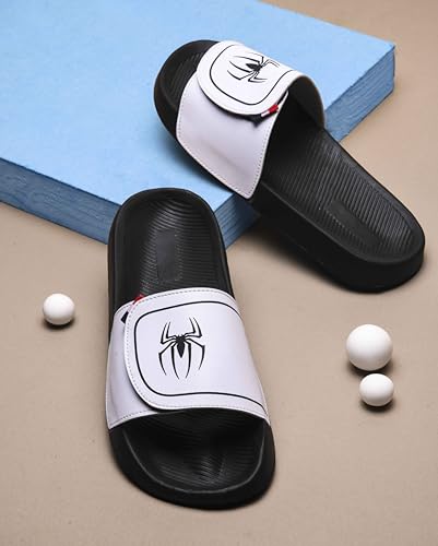 Image of PERY-PAO Sliders Mens White, Black, Grey Stylish Printed Flip Flop & Slippers