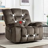 HAOMARKETS Oversized Electric Recliner Chairs with Massage and Heat, 41' Wide Power Reclining Chair with USB Charging Port, Breathable Overstuffed Reclining Sofa for Living Room Bedroom (No Lift)