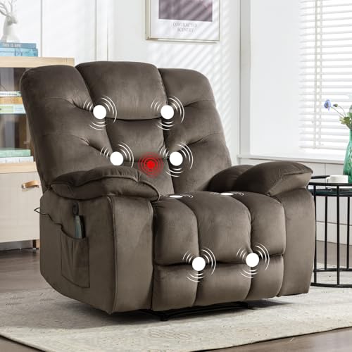 HAOMARKETS Oversized Electric Recliner Chairs with Massage and Heat, 41' Wide Power Reclining Chair with USB Charging Port, Breathable Overstuffed Reclining Sofa for Living Room Bedroom (No Lift)