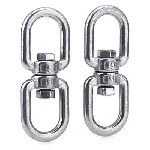 SUPDMZJ (2PCS M5 Stainless Steel Swivel Ring Double End Swivel Eye Hook Stainless Steel Eye-to-Eye Swivel Shackle Ring Connector
