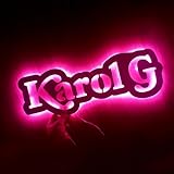 Cartel luminoso personalizado Karol G para decoración interior - Letrero luz neón-led fucsia la Bichota para decoración interior