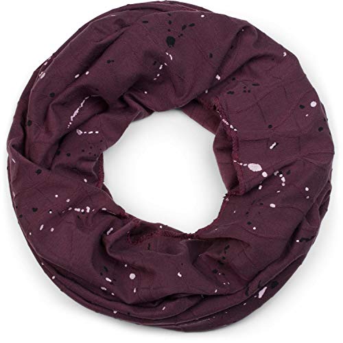 styleBREAKER Unisex Loop Schal mit Falten und All Over Farbkleckse, Schlauchschal, Tuch 01017079, Farbe:Bordeaux-Violett