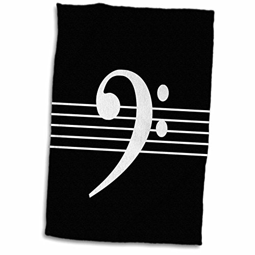 3D Rose Black Bass F-Clef Staves Staff-Music Musician Gift Hand Towel, 15" X 22", Multicolor #TOP20