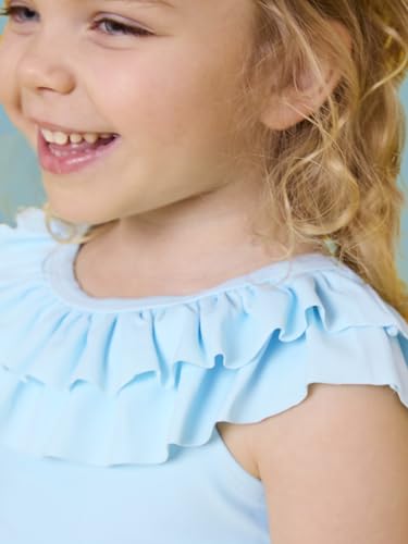 Image of RuffleButts Girls UPF50+ Sun Protection One Shoulder Ruffle Tankini Two Piece Swimsuit