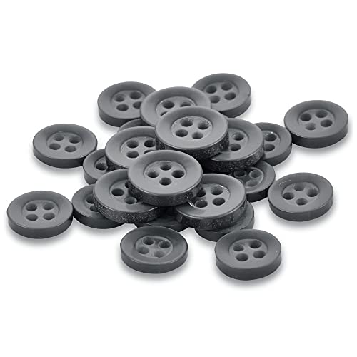Buttonmode Standard Shirt Buttons 22Pc Set Includes 8 Shirt Front Buttons (11Mm Or 7/16 In), 7 Sleeve Buttons (10Mm Or 3/8 In) & 7 Collar Buttons (9Mm Or Almost 3/8 In), Gray Dark, 22-Buttons #TOP2