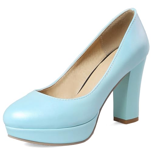 Escarpins à talons carrés pour femmes chaussures à enfiler confortables bout rond
