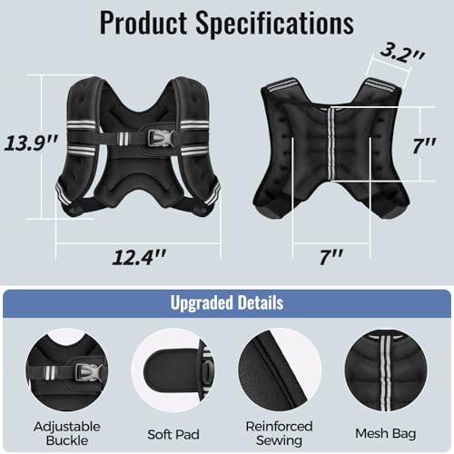 Weighted Vest for Women & Men with Reflective Stripe and Adjustable Buckle, Comfortable & Durable Rucking Vest for Walking, Running & Strength... - Image 6
