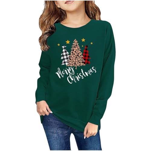 Unisex Christmas Sweatshirts Girls Boys Long Sleeve Xmas Tree Print Pullover Tops Cute Casual Santa Shirts 1-11T
